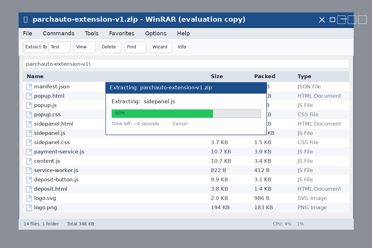 Extract with WinRAR